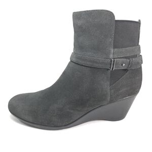 Blondo Lacey Waterproof Charcoal Suede Wedge Ankle Booties W 11